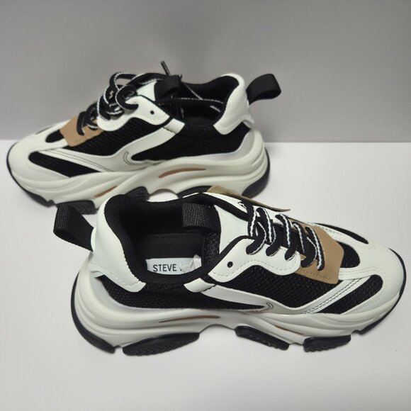 Steve Madden Possession Platform Fashion Lace Up Sneaker Choose Sz 6 Black Tan - Picture 5 of 9